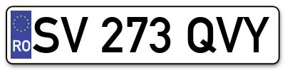 Placuta inmatriculare numar auto  SV-273-QVY, SV 273 QVY, SV273QVY