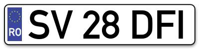 Placuta inmatriculare numar auto  SV-28-DFI, SV 28 DFI, SV28DFI