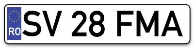 Placuta inmatriculare numar auto  SV-28-FMA, SV 28 FMA, SV28FMA
