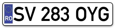 Placuta inmatriculare numar auto  SV-283-OYG, SV 283 OYG, SV283OYG