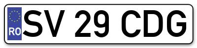 Placuta inmatriculare numar auto  SV-29-CDG, SV 29 CDG, SV29CDG