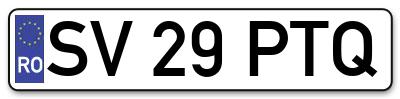 Placuta inmatriculare numar auto  SV-29-PTQ, SV 29 PTQ, SV29PTQ