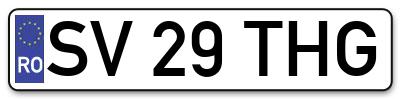 Placuta inmatriculare numar auto  SV-29-THG, SV 29 THG, SV29THG