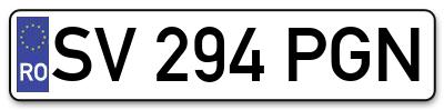 Placuta inmatriculare numar auto  SV-294-PGN, SV 294 PGN, SV294PGN
