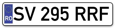 Placuta inmatriculare numar auto  SV-295-RRF, SV 295 RRF, SV295RRF