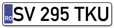 Placuta inmatriculare numar auto  SV-295-TKU, SV 295 TKU, SV295TKU