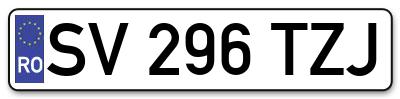 Placuta inmatriculare numar auto  SV-296-TZJ, SV 296 TZJ, SV296TZJ