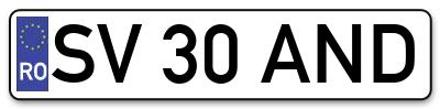 Placuta inmatriculare numar auto  SV-30-AND, SV 30 AND, SV30AND