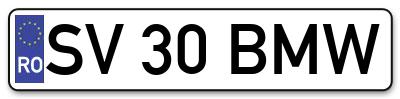 Placuta inmatriculare numar auto  SV-30-BMW, SV 30 BMW, SV30BMW