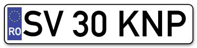 Placuta inmatriculare numar auto  SV-30-KNP, SV 30 KNP, SV30KNP