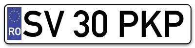 Placuta inmatriculare numar auto  SV-30-PKP, SV 30 PKP, SV30PKP