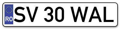 Placuta inmatriculare numar auto  SV-30-WAL, SV 30 WAL, SV30WAL