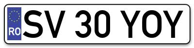 Placuta inmatriculare numar auto  SV-30-YOY, SV 30 YOY, SV30YOY