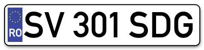 Placuta inmatriculare numar auto  SV-301-SDG, SV 301 SDG, SV301SDG