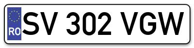 Placuta inmatriculare numar auto  SV-302-VGW, SV 302 VGW, SV302VGW