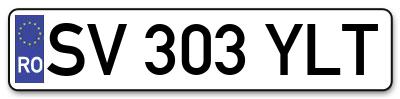 Placuta inmatriculare numar auto  SV-303-YLT, SV 303 YLT, SV303YLT