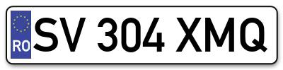 Placuta inmatriculare numar auto  SV-304-XMQ, SV 304 XMQ, SV304XMQ