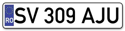 Placuta inmatriculare numar auto  SV-309-AJU, SV 309 AJU, SV309AJU