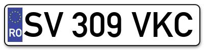 Placuta inmatriculare numar auto  SV-309-VKC, SV 309 VKC, SV309VKC