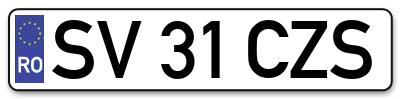 Placuta inmatriculare numar auto  SV-31-CZS, SV 31 CZS, SV31CZS