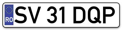 Placuta inmatriculare numar auto  SV-31-DQP, SV 31 DQP, SV31DQP