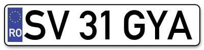 Placuta inmatriculare numar auto  SV-31-GYA, SV 31 GYA, SV31GYA