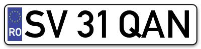 Placuta inmatriculare numar auto  SV-31-QAN, SV 31 QAN, SV31QAN
