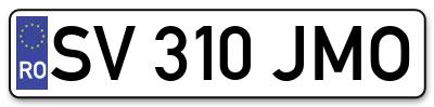 Placuta inmatriculare numar auto  SV-310-JMO, SV 310 JMO, SV310JMO