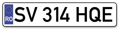 Placuta inmatriculare numar auto  SV-314-HQE, SV 314 HQE, SV314HQE