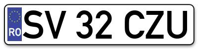 Placuta inmatriculare numar auto  SV-32-CZU, SV 32 CZU, SV32CZU