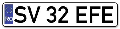 Placuta inmatriculare numar auto  SV-32-EFE, SV 32 EFE, SV32EFE