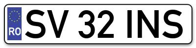 Placuta inmatriculare numar auto  SV-32-INS, SV 32 INS, SV32INS