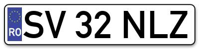 Placuta inmatriculare numar auto  SV-32-NLZ, SV 32 NLZ, SV32NLZ