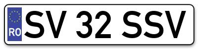 Placuta inmatriculare numar auto  SV-32-SSV, SV 32 SSV, SV32SSV