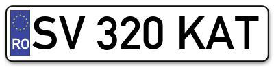 Placuta inmatriculare numar auto  SV-320-KAT, SV 320 KAT, SV320KAT