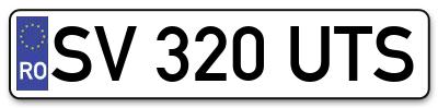 Placuta inmatriculare numar auto  SV-320-UTS, SV 320 UTS, SV320UTS