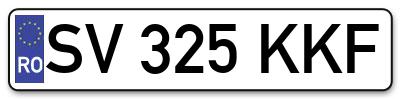Placuta inmatriculare numar auto  SV-325-KKF, SV 325 KKF, SV325KKF