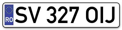 Placuta inmatriculare numar auto  SV-327-OIJ, SV 327 OIJ, SV327OIJ