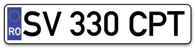 Placuta inmatriculare numar auto  SV-330-CPT, SV 330 CPT, SV330CPT