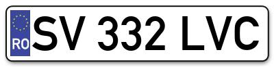 Placuta inmatriculare numar auto  SV-332-LVC, SV 332 LVC, SV332LVC