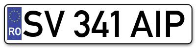 Placuta inmatriculare numar auto  SV-341-AIP, SV 341 AIP, SV341AIP