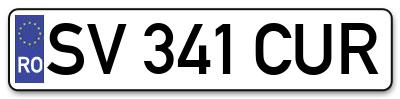 Placuta inmatriculare numar auto  SV-341-CUR, SV 341 CUR, SV341CUR