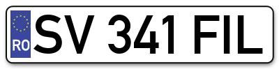 Placuta inmatriculare numar auto  SV-341-FIL, SV 341 FIL, SV341FIL