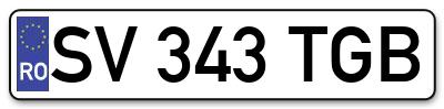Placuta inmatriculare numar auto  SV-343-TGB, SV 343 TGB, SV343TGB