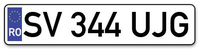 Placuta inmatriculare numar auto  SV-344-UJG, SV 344 UJG, SV344UJG