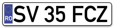 Placuta inmatriculare numar auto  SV-35-FCZ, SV 35 FCZ, SV35FCZ