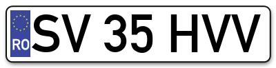 Placuta inmatriculare numar auto  SV-35-HVV, SV 35 HVV, SV35HVV