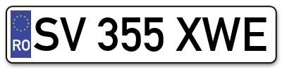 Placuta inmatriculare numar auto  SV-355-XWE, SV 355 XWE, SV355XWE