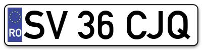 Placuta inmatriculare numar auto  SV-36-CJQ, SV 36 CJQ, SV36CJQ