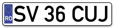 Placuta inmatriculare numar auto  SV-36-CUJ, SV 36 CUJ, SV36CUJ